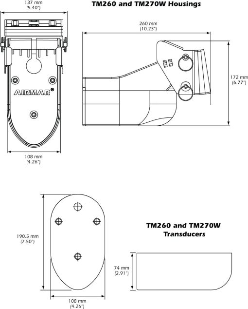 Illustration d'un Airmar TM265 tm260 tm170w