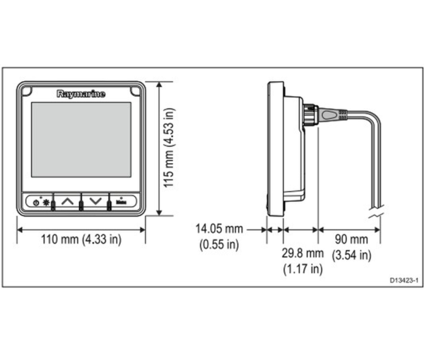 Dimensions-Afficheur-Raymarine-i70s-E70327 Afficheur marine Raymarine i70s – écran 4,1″ NMEA2000