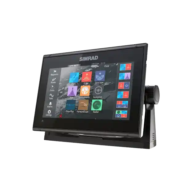 Simrad GO9 – GO7 – vue droite - main menu - avec étrier