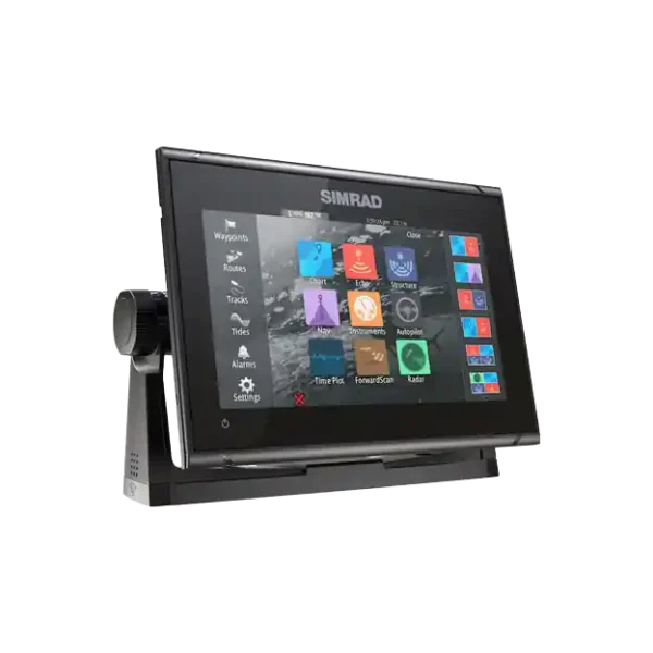 Simrad GO9 – GO7 – vue gauche - main menu - avec étrier Simrad GO9 – GO7 – vue gauche - main menu - avec étrier