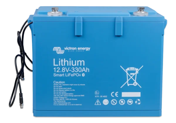 BAT512132410LiFePO4Battery128V-330AhSmartfront-top Victron - Lithium SMART LiFePO4 batterie - 12v et 24v