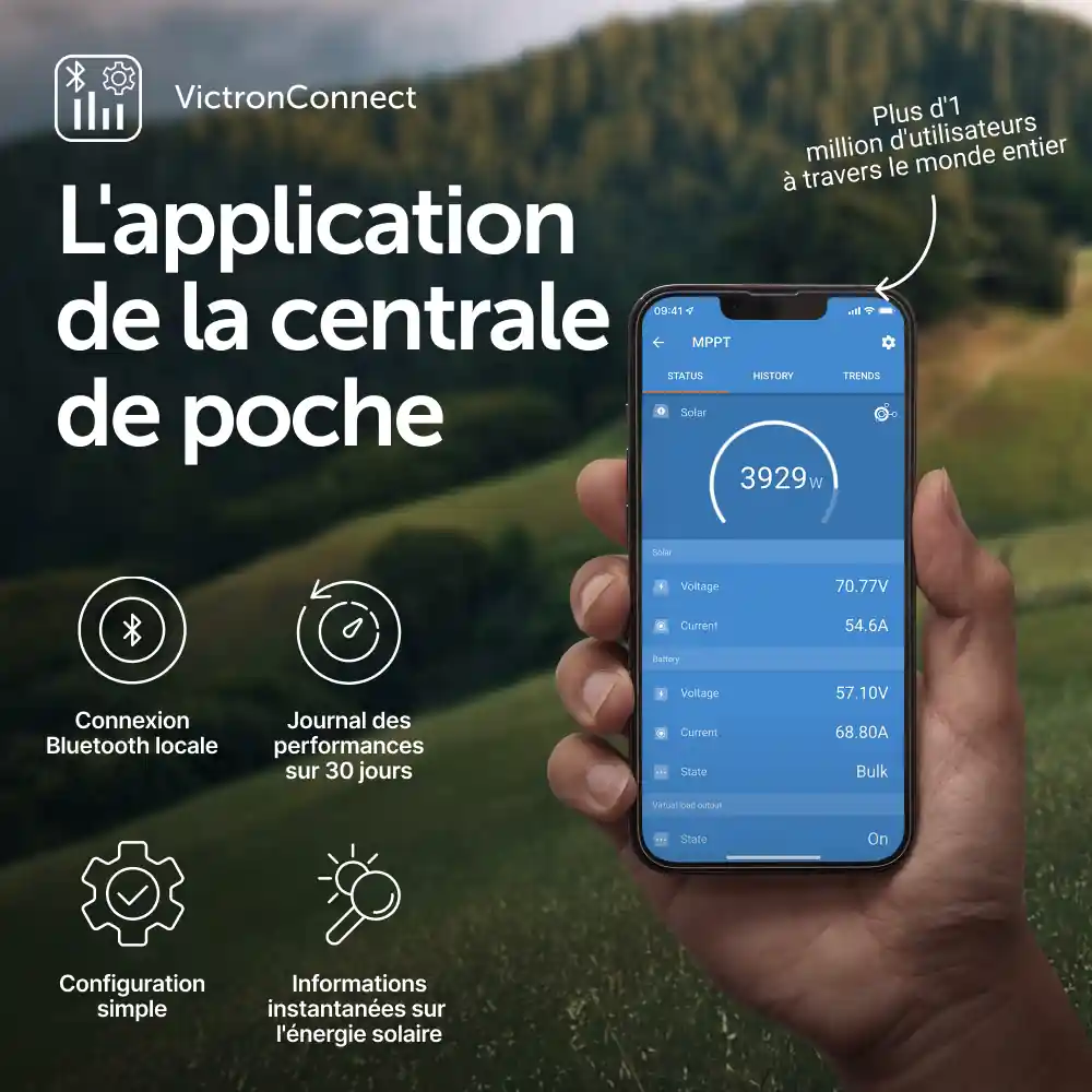 VictronConnect monitoring SmartSolar MPPT sur téléphone