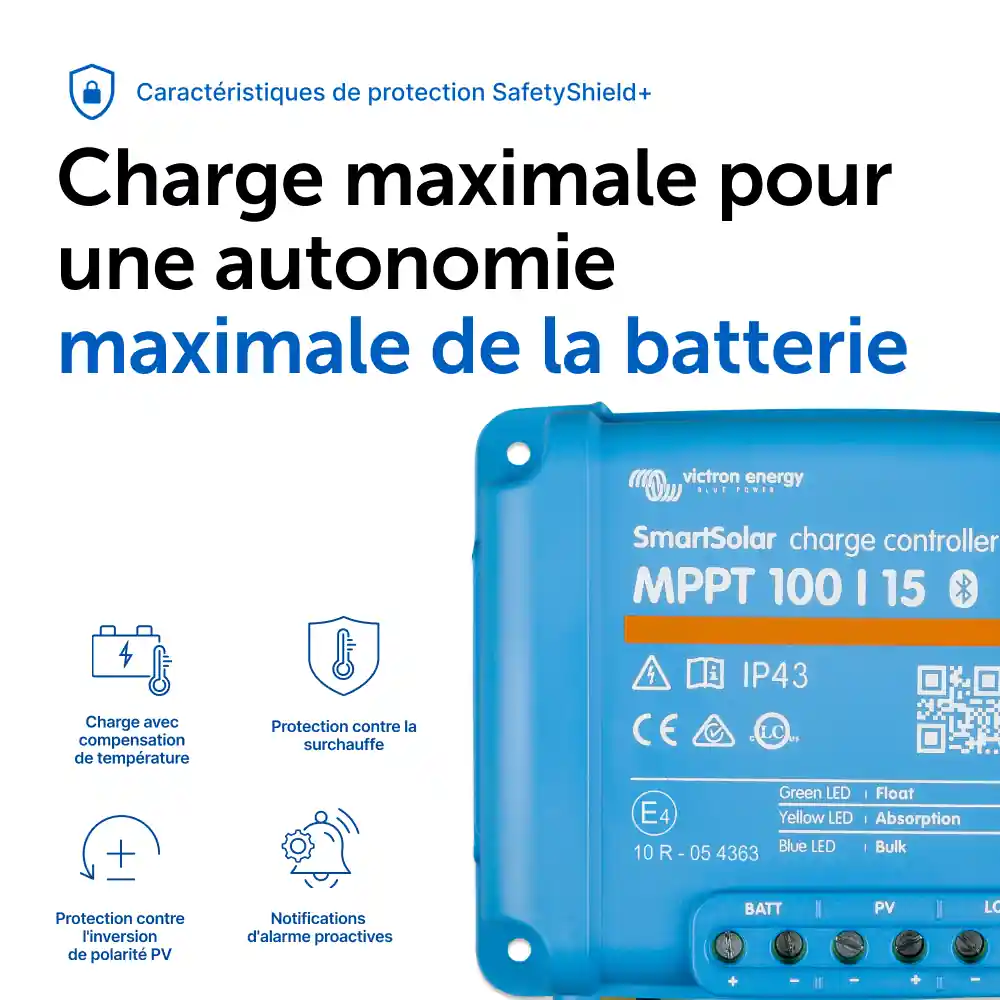 Contrôle de charge batterie protections SmartSolar MPPT Victron