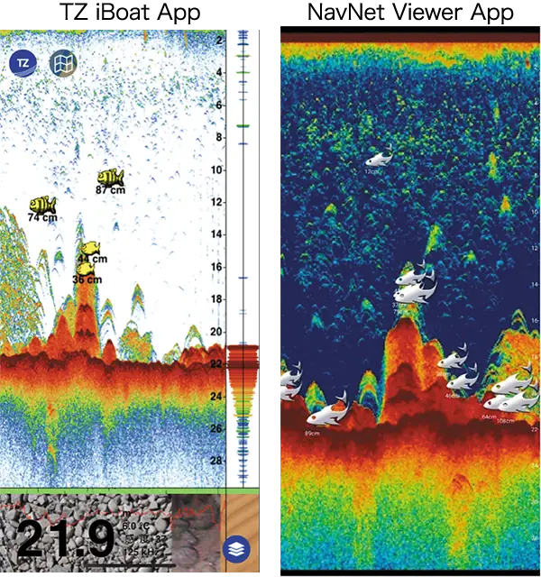 Partage d’écran smartphone avec les données sonar du Furuno FCV-600