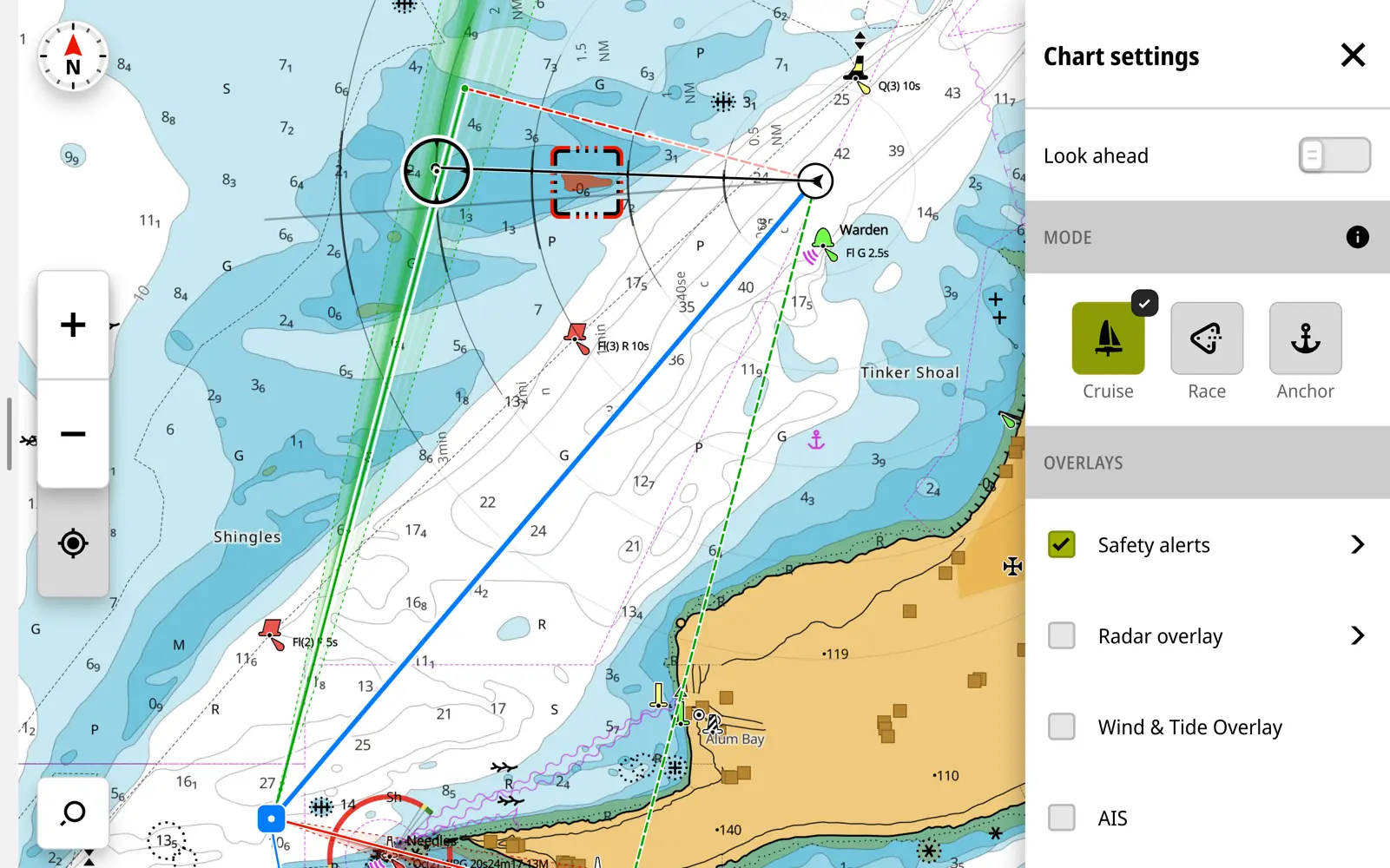 Interface mode croisière Zeus SR10 affichage navigation