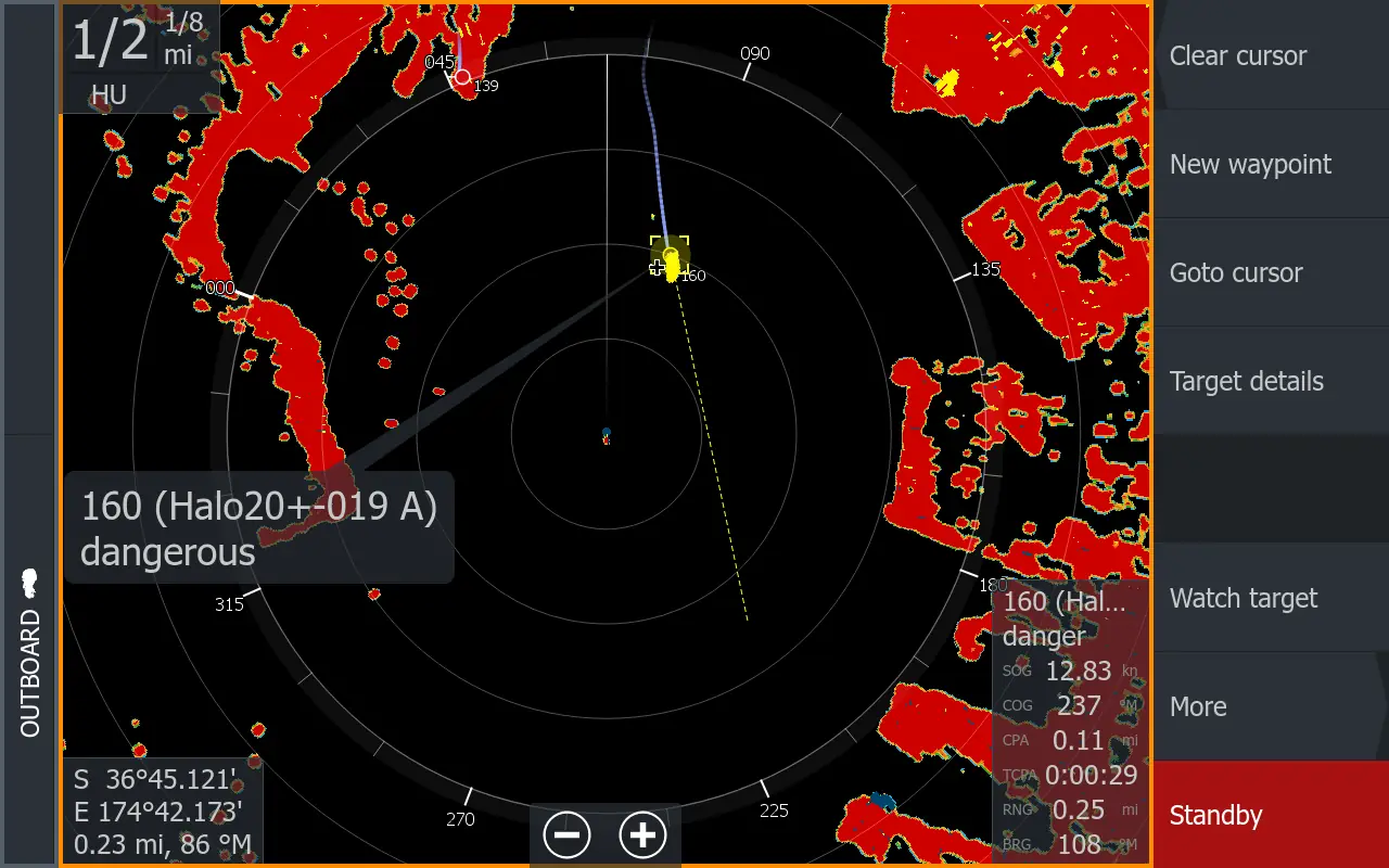 Fonction AutoTrack radar Lowrance HALO20+