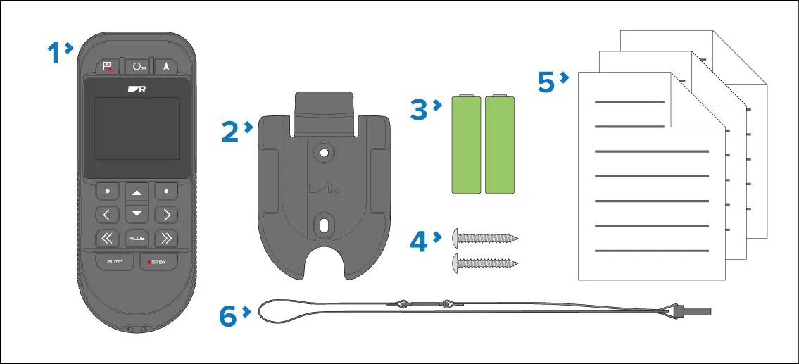 Contenu de la boîte de la télécommande RCU-1 Raymarine